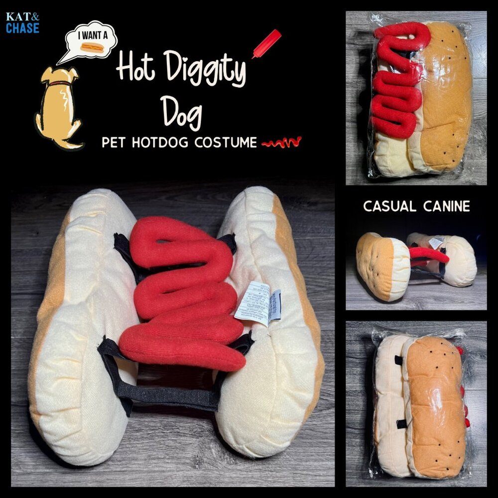 Casual Canine Hot Diggity Dog Ketchup Costume - Medium In Bag Adorable Holiday
